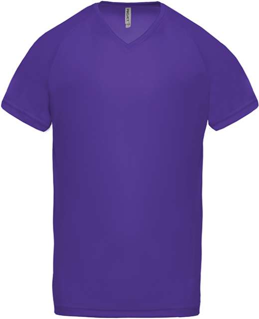 Proact Men’s V-neck Short Sleeve Sports T-shirt - fialová