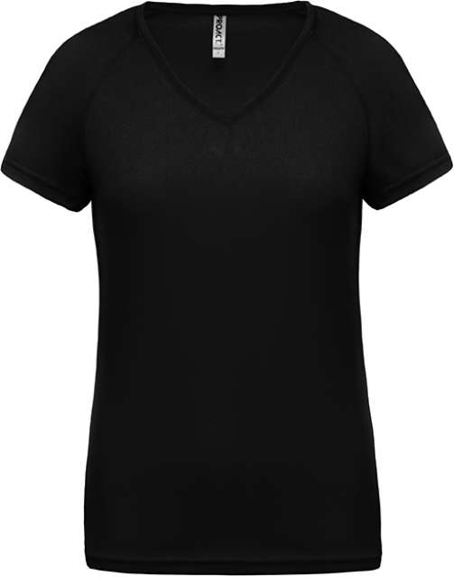 Proact Ladies’ V-neck Short Sleeve Sports T-shirt - black