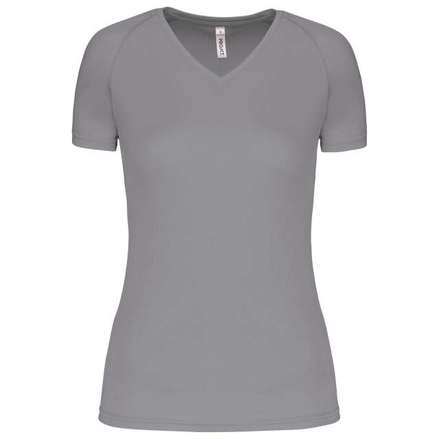 Proact Ladies’ V-neck Short Sleeve Sports T-shirt - grey