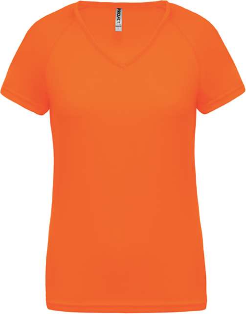 Proact Ladies’ V-neck Short Sleeve Sports T-shirt - Proact Ladies’ V-neck Short Sleeve Sports T-shirt - Safety Orange