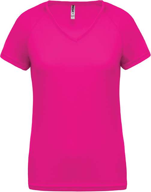 Proact Ladies’ V-neck Short Sleeve Sports T-shirt - pink