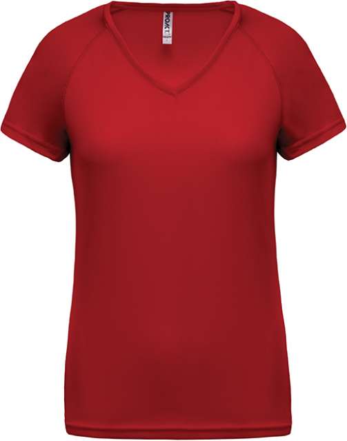 Proact Ladies’ V-neck Short Sleeve Sports T-shirt - red