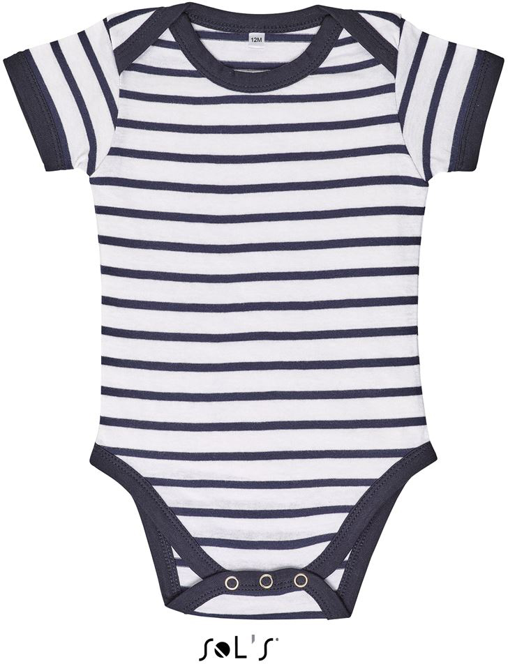 Sol's Miles Baby - Striped Bodysuit - bílá