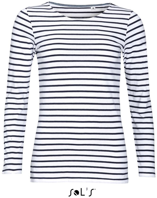 Sol's Marine Women - Long Sleeve Striped T-shirt - biela