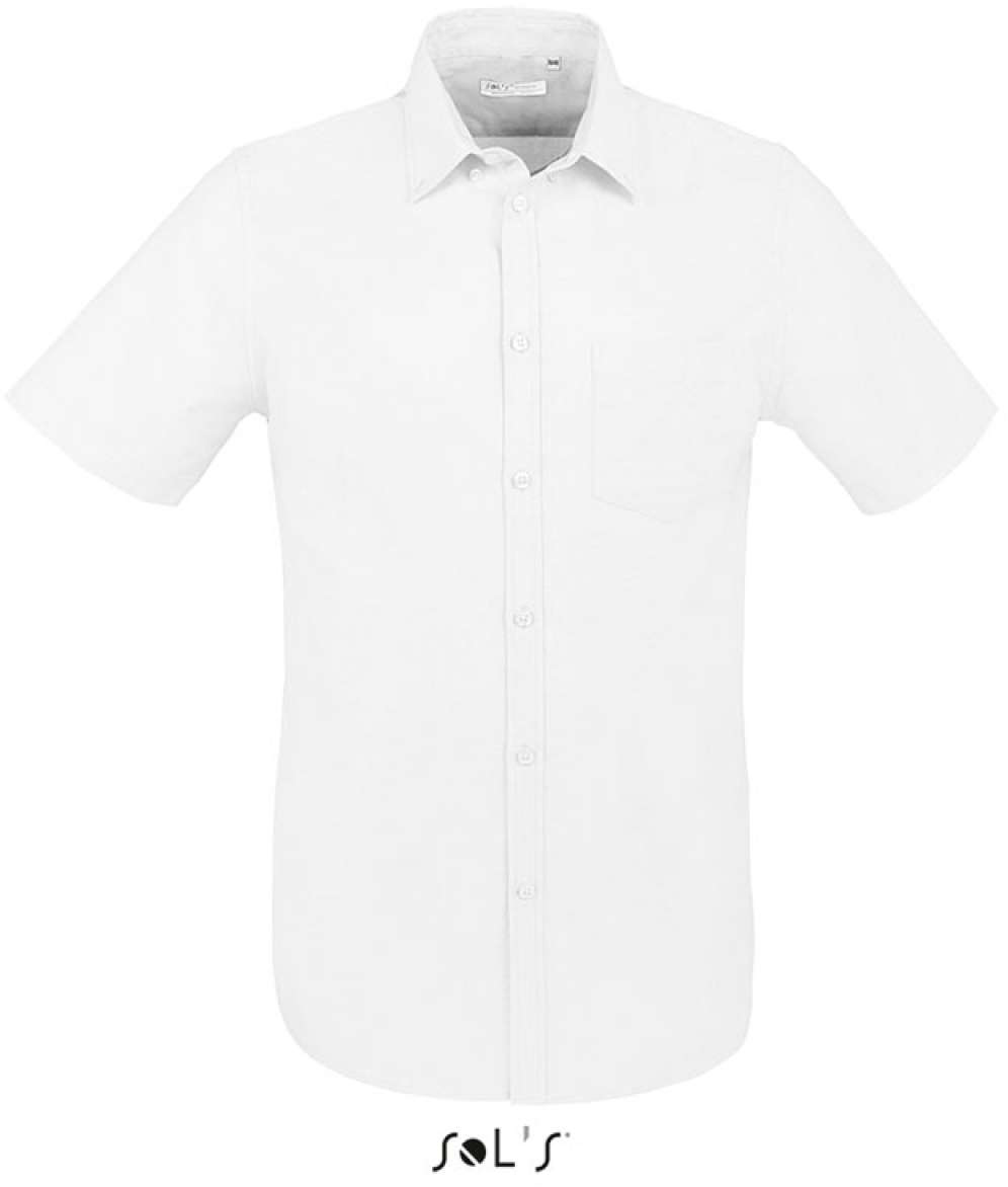 Sol's Brisbane Fit - Short Sleeve Oxford Men's Shirt - biela