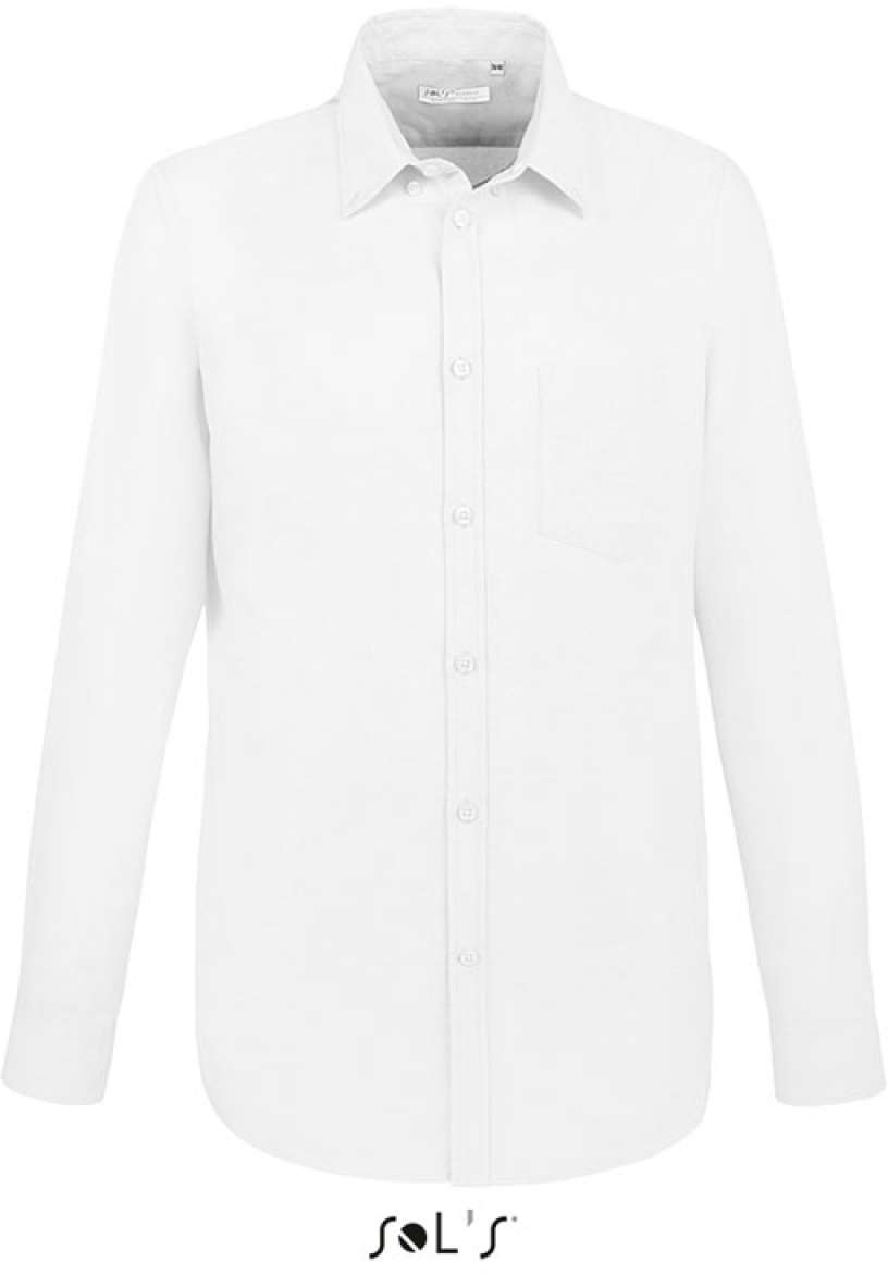 Sol's Boston Fit - Long Sleeve Oxford Men's Shirt - biela