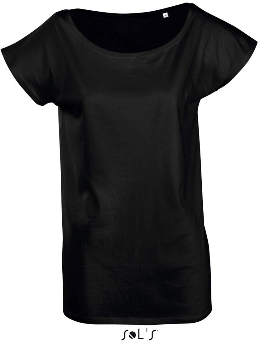 Sol's Marylin - Women’s Short Sleeve Long Kimono T-shirt - černá