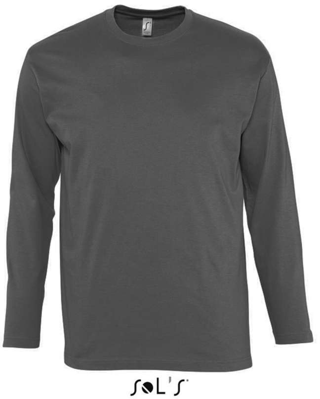 Sol's Monarch - Men's Round Collar Long Sleeve T-shirt - šedá