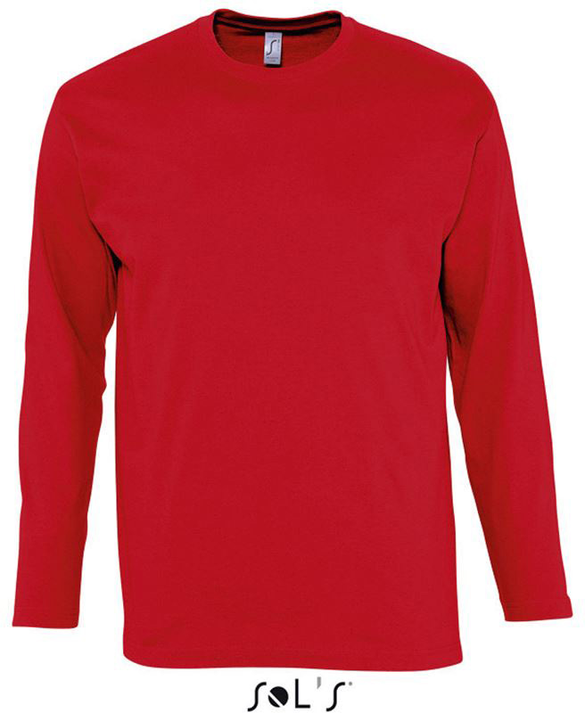 Sol's Monarch - Men's Round Collar Long Sleeve T-shirt - červená