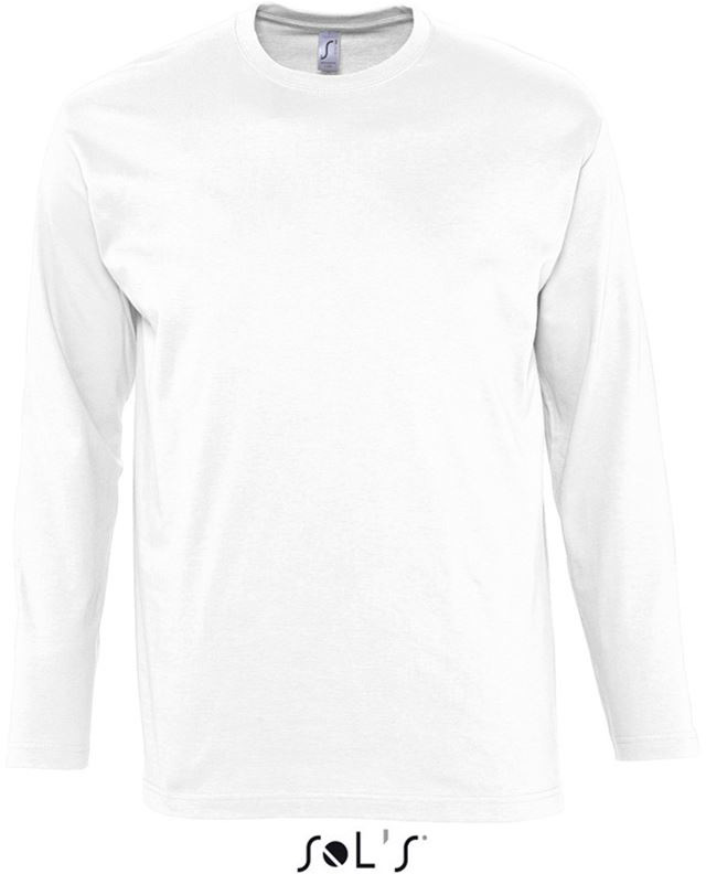 Sol's Monarch - Men's Round Collar Long Sleeve T-shirt - bílá