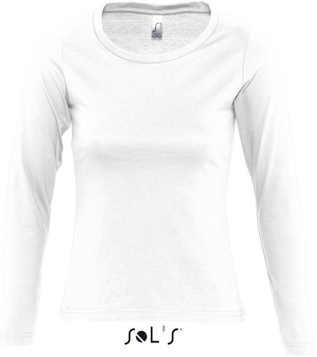 Sol's Majestic - Women's Round Collar Long Sleeve T-shirt - bílá